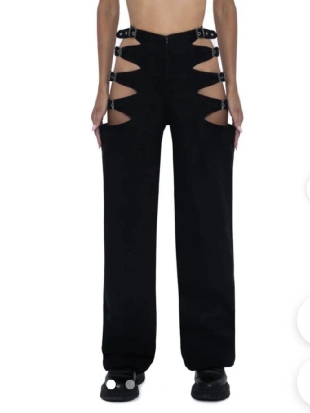 DEFI Pans INS Black Buckle Goth Punk Emo - Size S